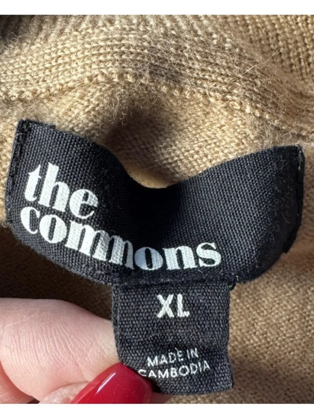 The Commons Men's Sz XL  Dorian Merino Wool Half Zip Mock Neck Sweater in Tan